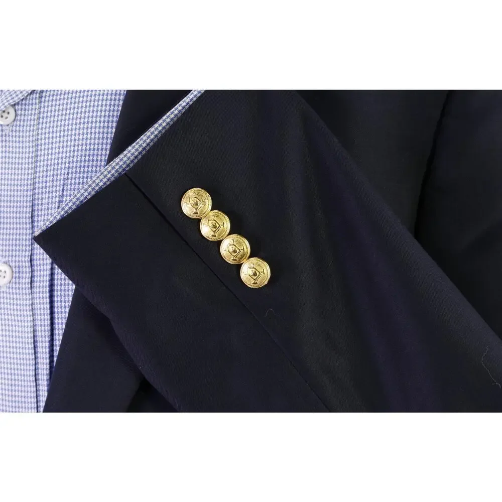 Lauren Ralph Lauren Navy Blue Gold Metal Buttons 2-Btn Wool Blazer Jacket 42L